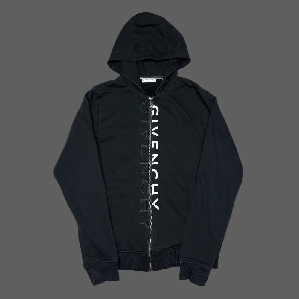 Givenchy Kids Black Logo Zip Up Hoodie Sweatshirt Paris Embroidered 1128
